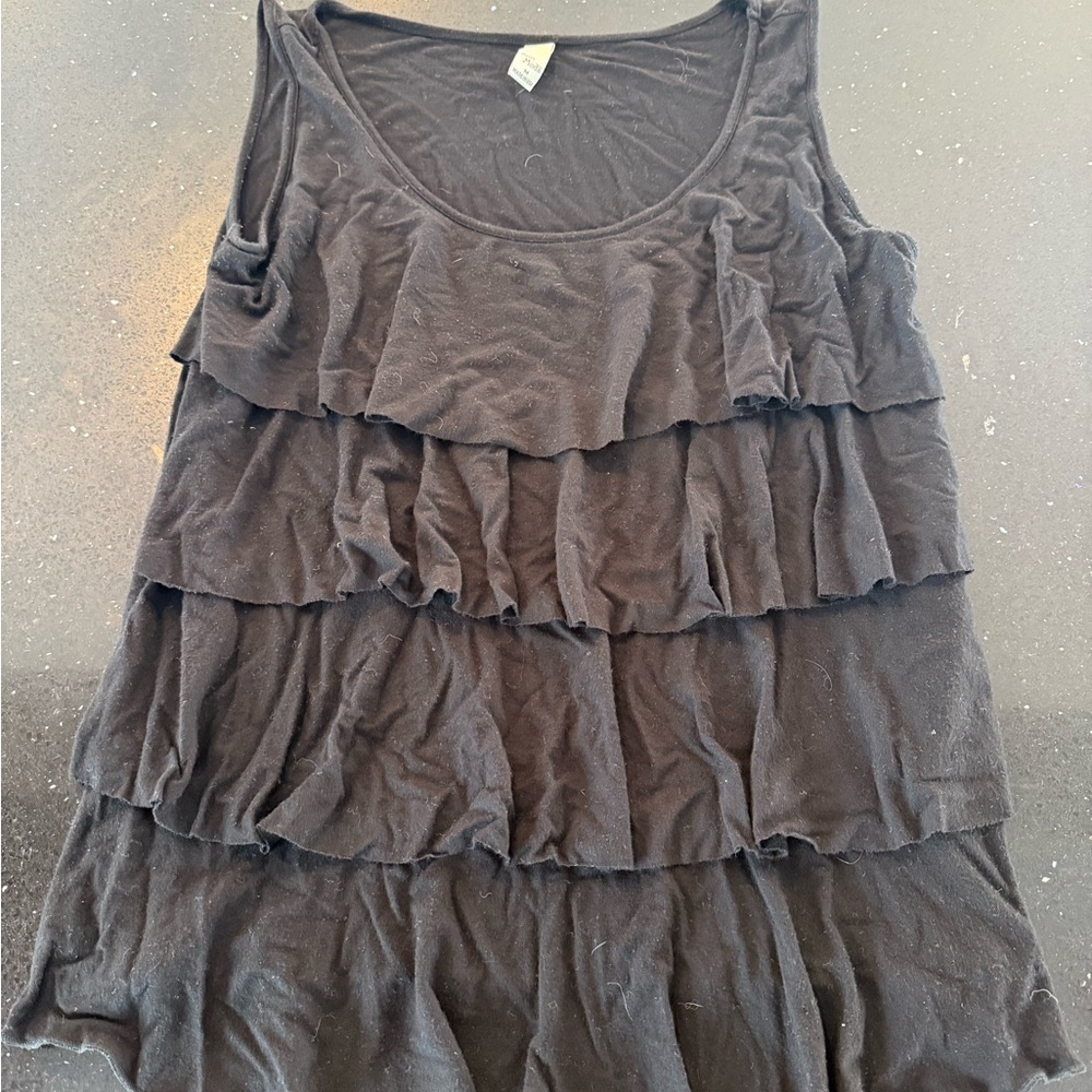 Black Ruffled Sun Moda Sleeveless Top - Picture 3 of 6